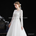 New European American Women's Long Sleeve Shoulder Bridal muslim high neck Wedding Dresses